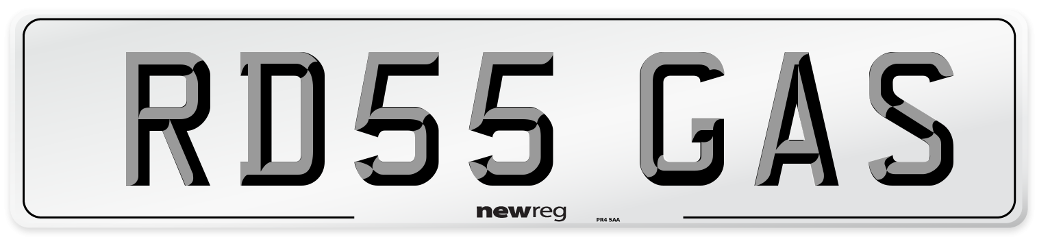 RD55 GAS Number Plate from New Reg